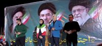 حضور بازیکن تیم ملی فوتبال دختران ایران در تجمع شبانه مردم انقلابی برازجان